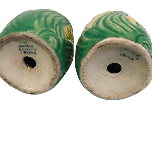 Vintage Ears of Corn Green Husk Salt and Pepper Shakers Japan Yellow Green 4" - Picture 3 of 6